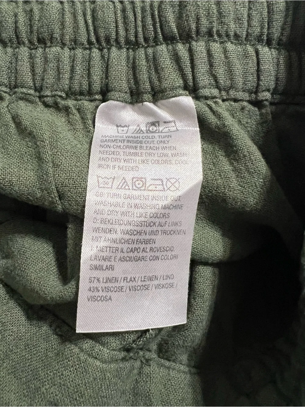 Naturals D & Co Women’s XS Olive Green  Casual Pants Wide Leg Lounge #626